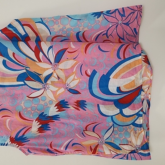 Talbots RUFFLE TRIM SHELL  DAZZLING FLORAL SIZE LP - Picture 10 of 16